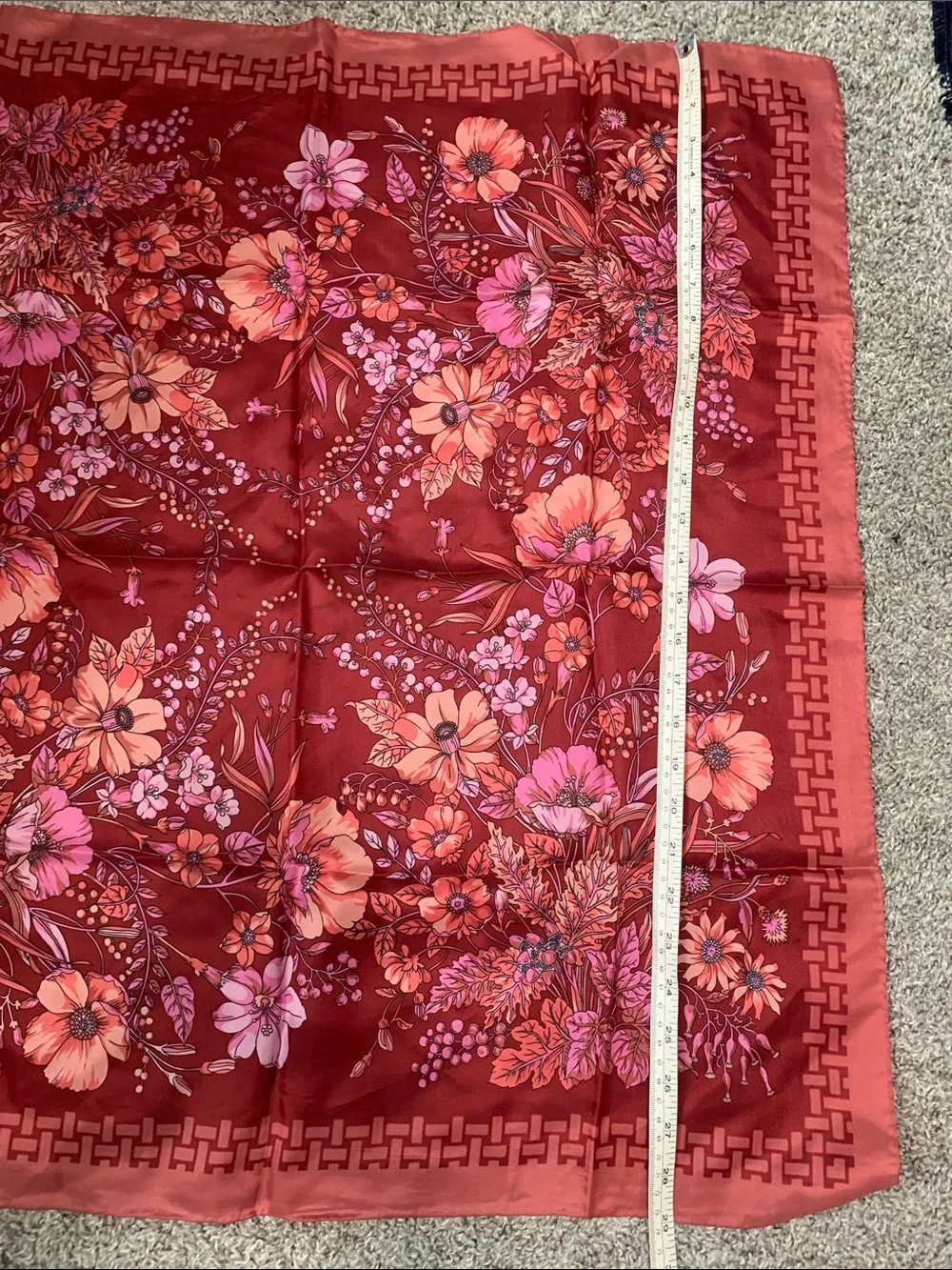 Vintage Printed Paisley Floral Silk-Feel Scarf Set
